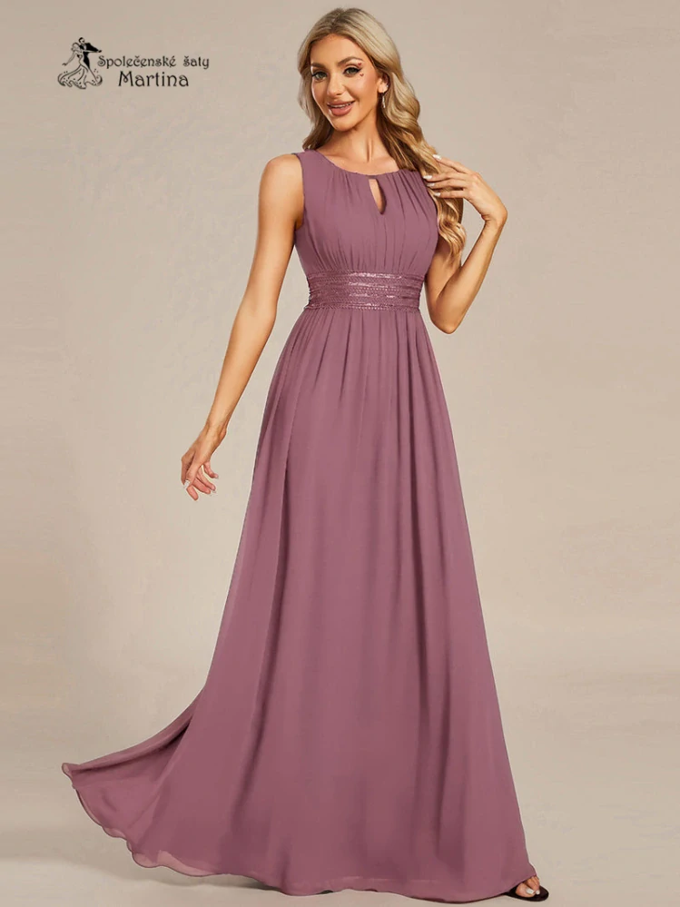 Šeříkové společenské šaty "Cherry" s lodičkovým výstřihem