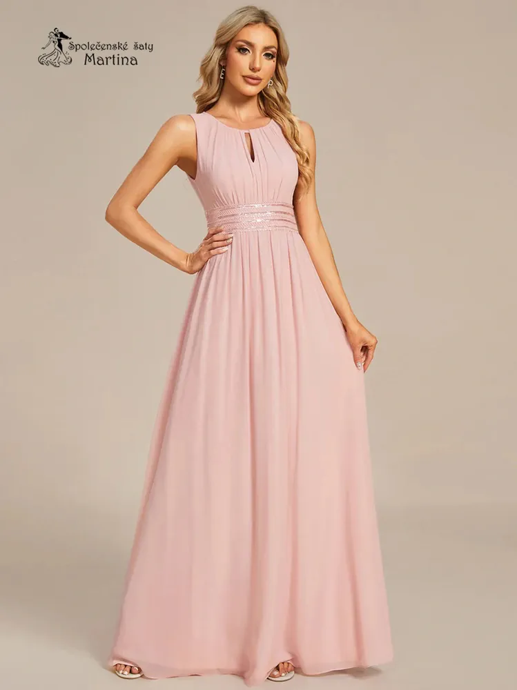Růžové společenské šaty "Cherry" s lodičkovým výstřihem