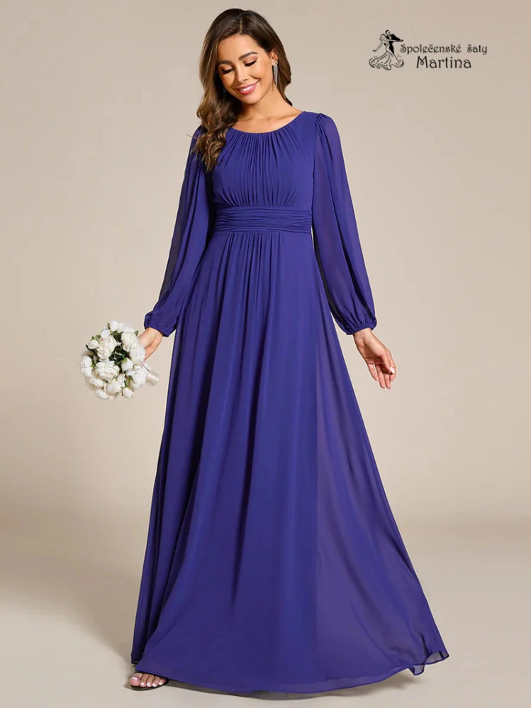 Královsky modré společenské šaty "Addie" s volnými rukávy