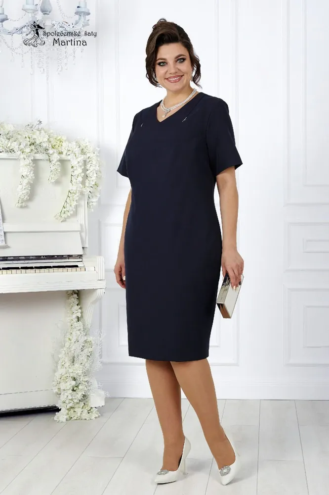 Tmavě modré pouzdrové šaty s krajkovým kardiganem "Tristy" 