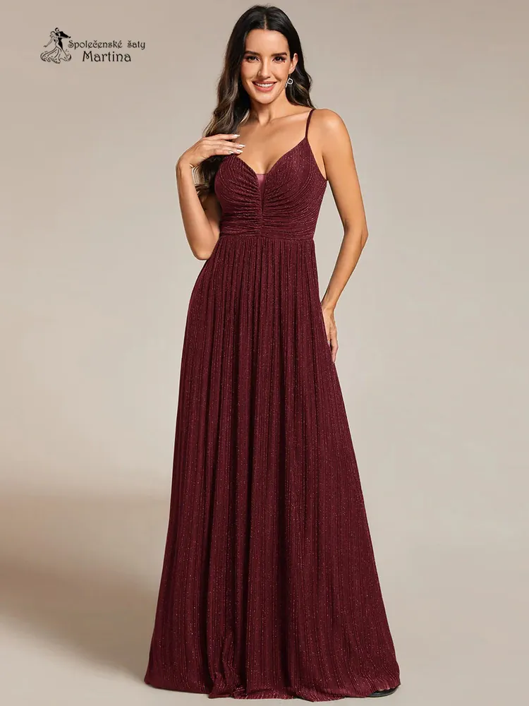 Vínové šaty "Abbie" na tenká ramínka pro družičky, svědkyni či svatebního hosta
