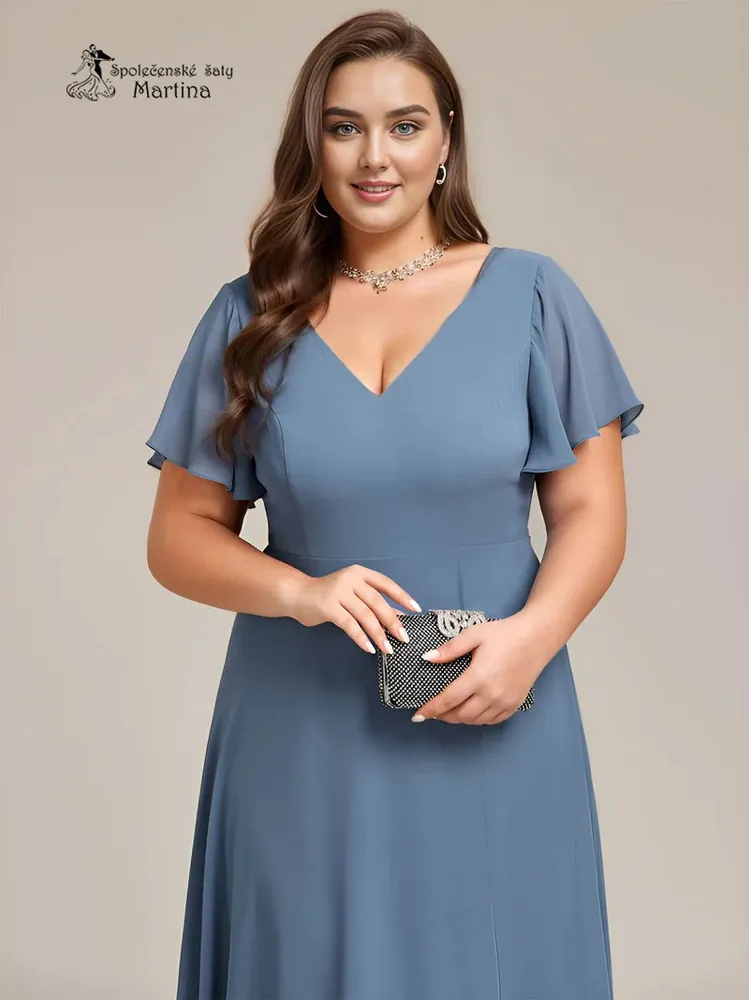 Midi staromodré XXL asymetrické šaty s volným rukávem "Maisie"