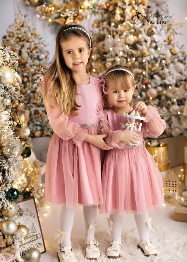 Dívčí starorůžové šatičky na vánoční focení či ke stromečku "Mona"
