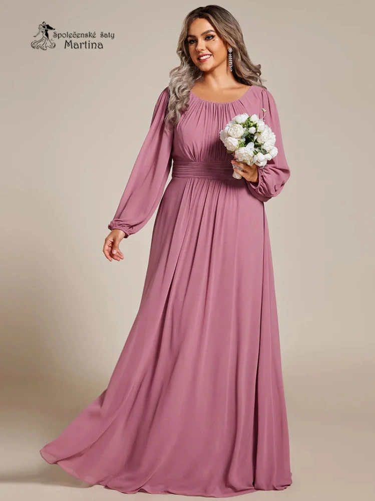 Starorůžové společenské šaty "Addie" s volnými rukávy - vel. 48