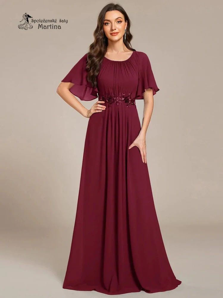 Vínové dlouhé šaty pro svatebního hosta, svědkyni, maminku svatby "Rosalinda"