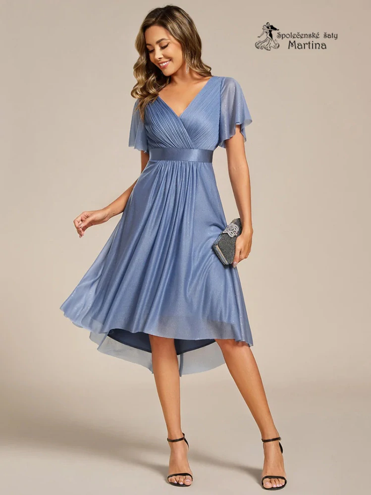 Staromodré lehké, mírně asymetrické šaty "Bonita" s krátkými rukávy