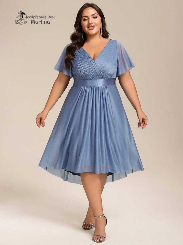 XXL staromodré lehké, mírně asymetrické šaty "Bonita" s krátkými rukávy