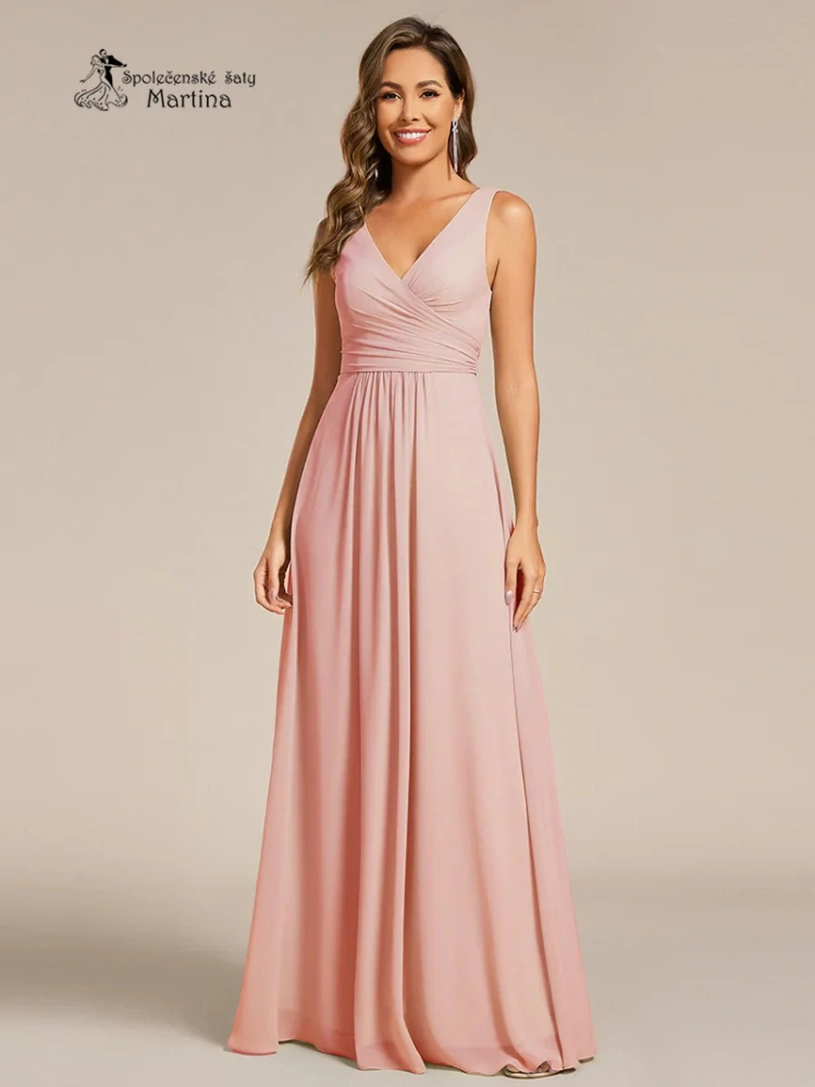 Světle růžové šaty pro družičku či svatební hostku na široká ramínka "Tara"