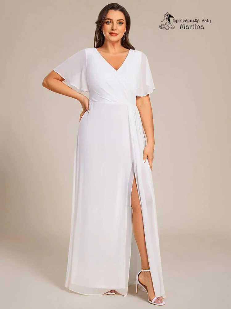 Elegantní svatební šaty s volnějším krátkým rukávem "Janine" - vel. 52