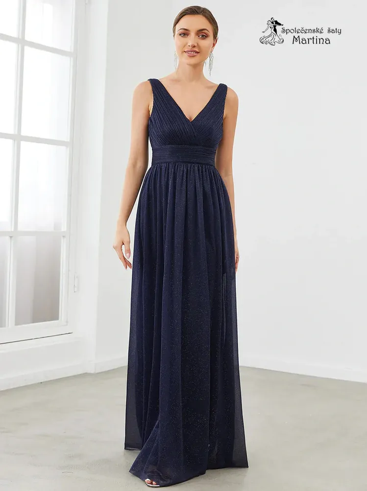Dlouhé třpytivé tmavě modré šaty "Parma" - vel. 44