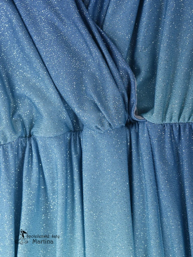 Třpytivé světle modré společenské šaty "Veronika" s ombré efektem - vel. 50