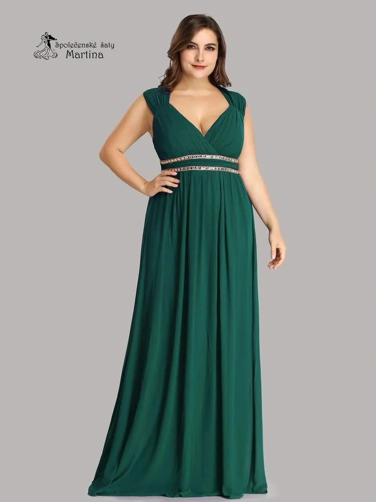 Lahvově zelené šaty antického střihu "Mona" - vel. 50