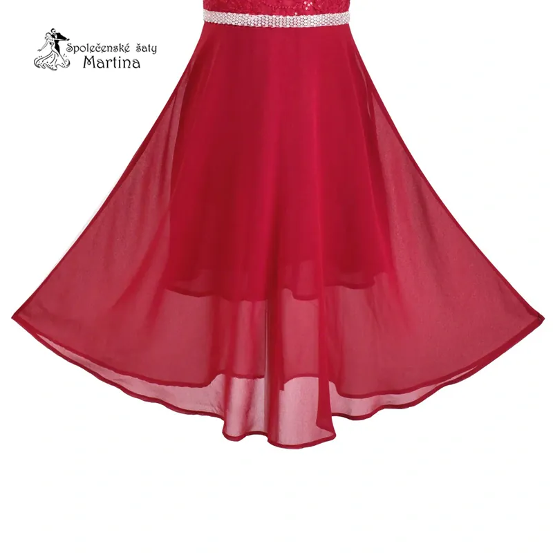 Vínové dívčí šifonové šaty "Petra" 6-14 let