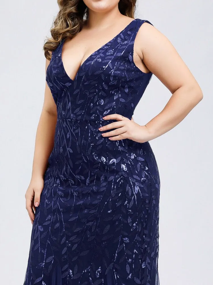 Tmavě modré společenské bodycon šaty "Bridgitte" - vel. 50