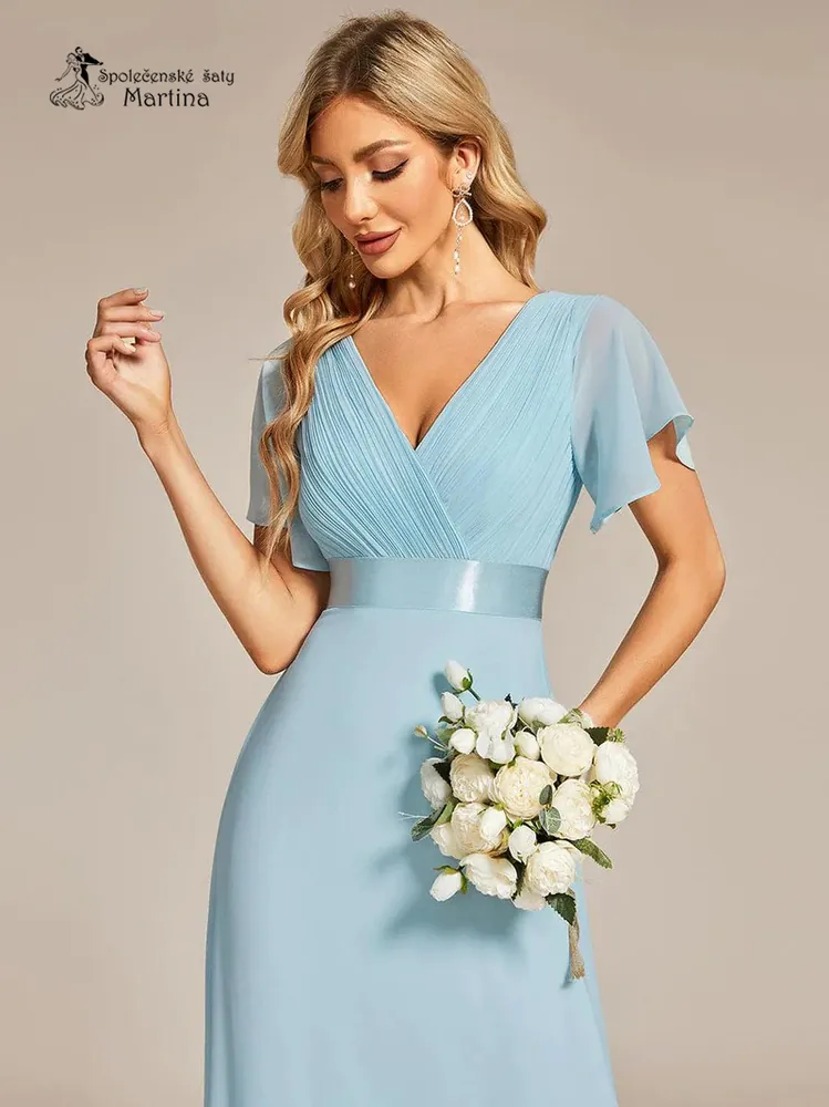 Světle modré šifonové šaty "Camila" antického střihu