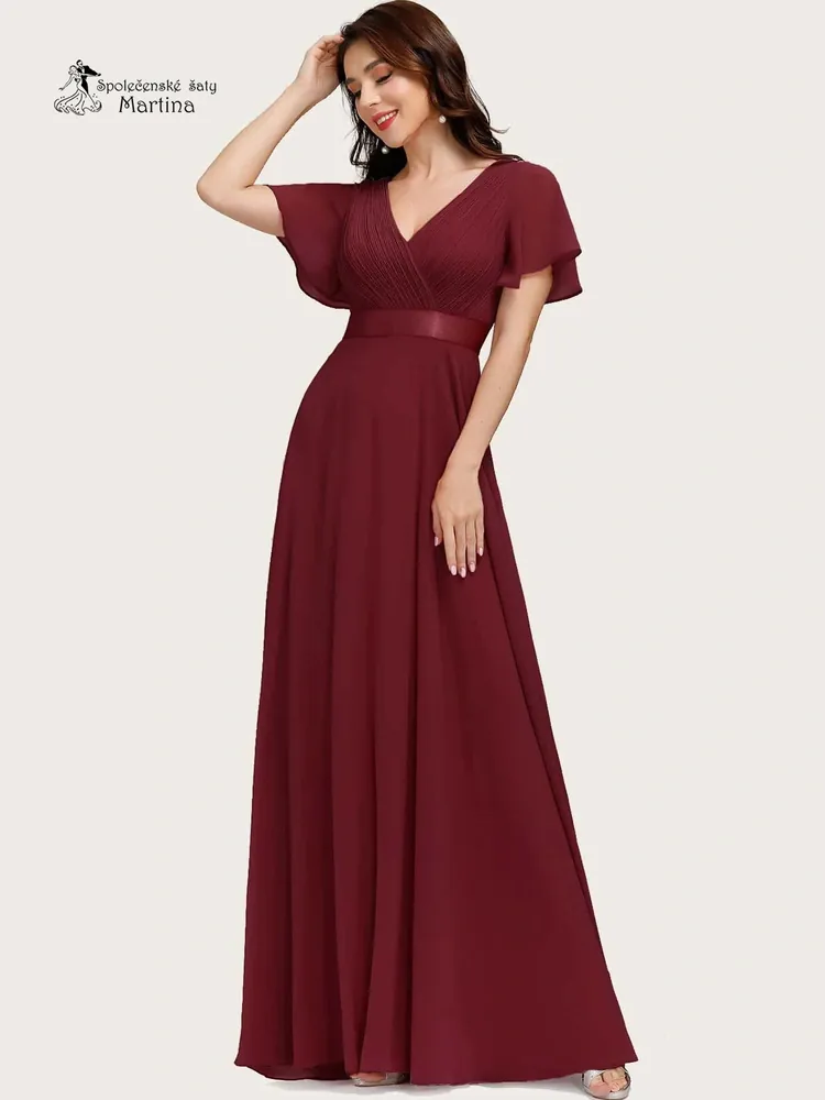 Vínové šifonové šaty "Camila" antického střihu