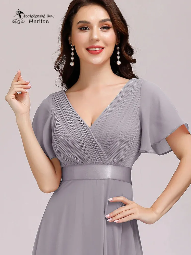 Šedé šifonové šaty "Camila" antického střihu