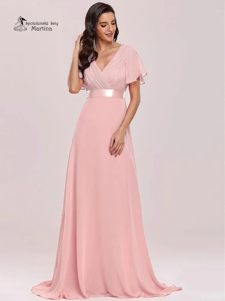 Růžové šifonové šaty "Camila" antického střihu