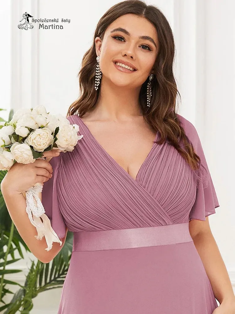 Starorůžové šifonové šaty "Camila XXL" antického střihu