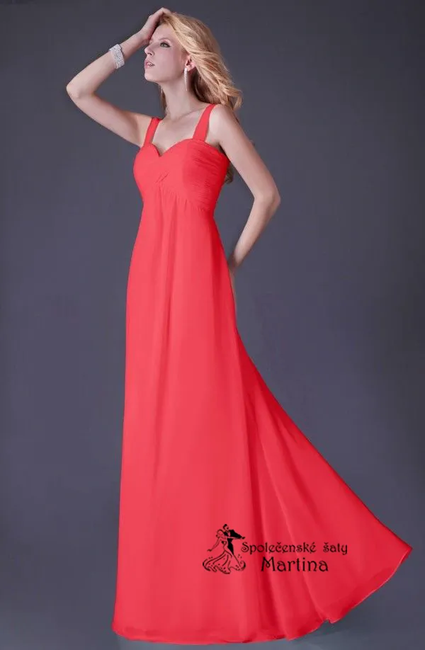Červené šifonové šaty antického střihu "Vanessa"