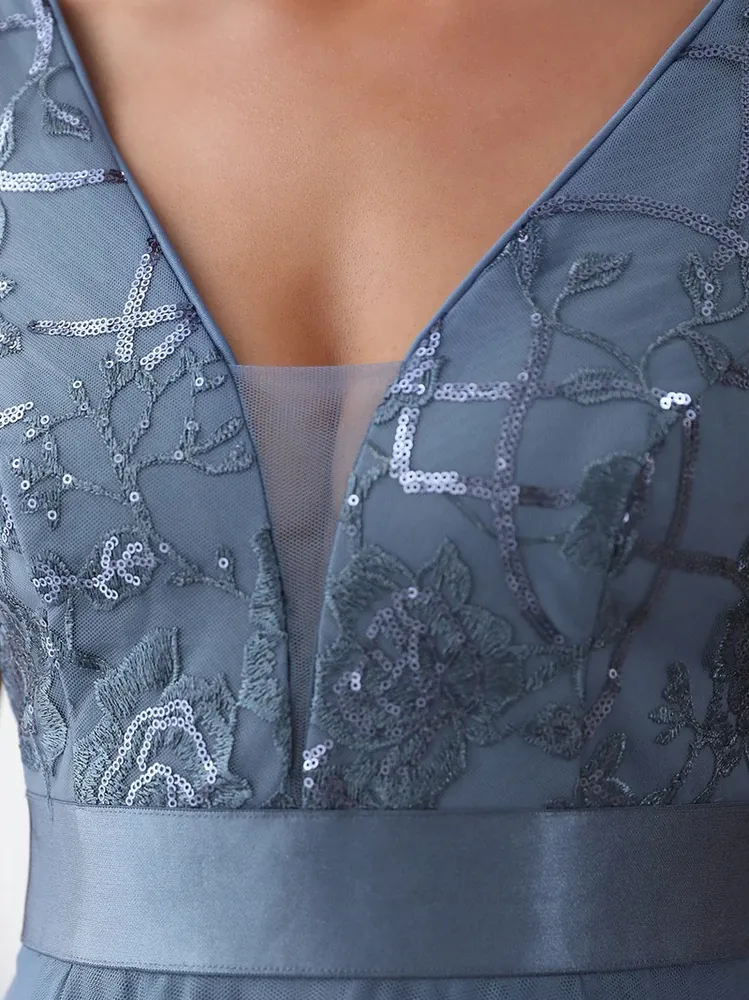 Dusty navy asymetrické šaty "Iris"