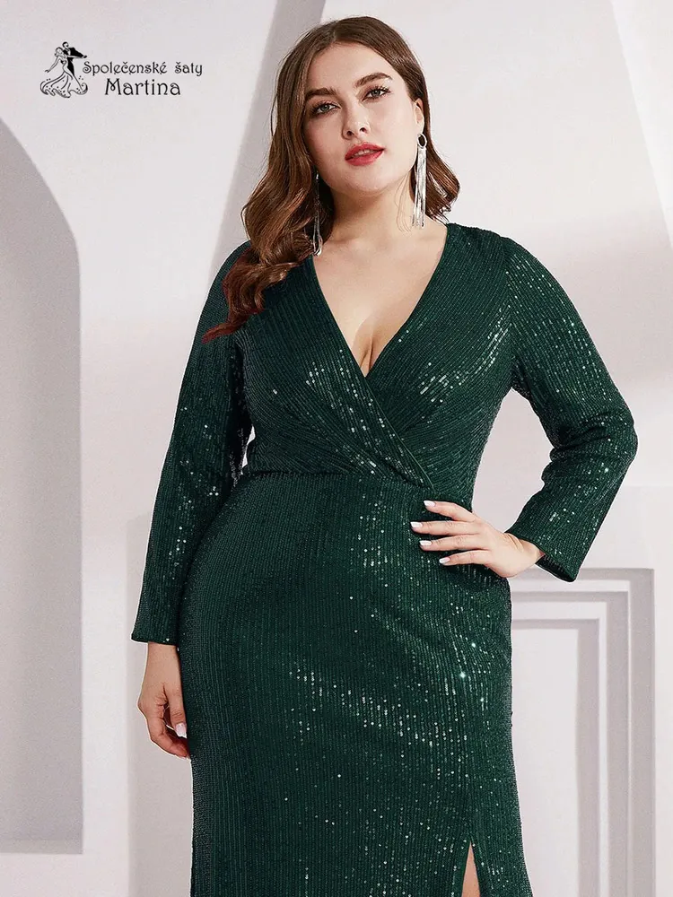 Zelené večerní společenské šaty "Jennifer XXL"