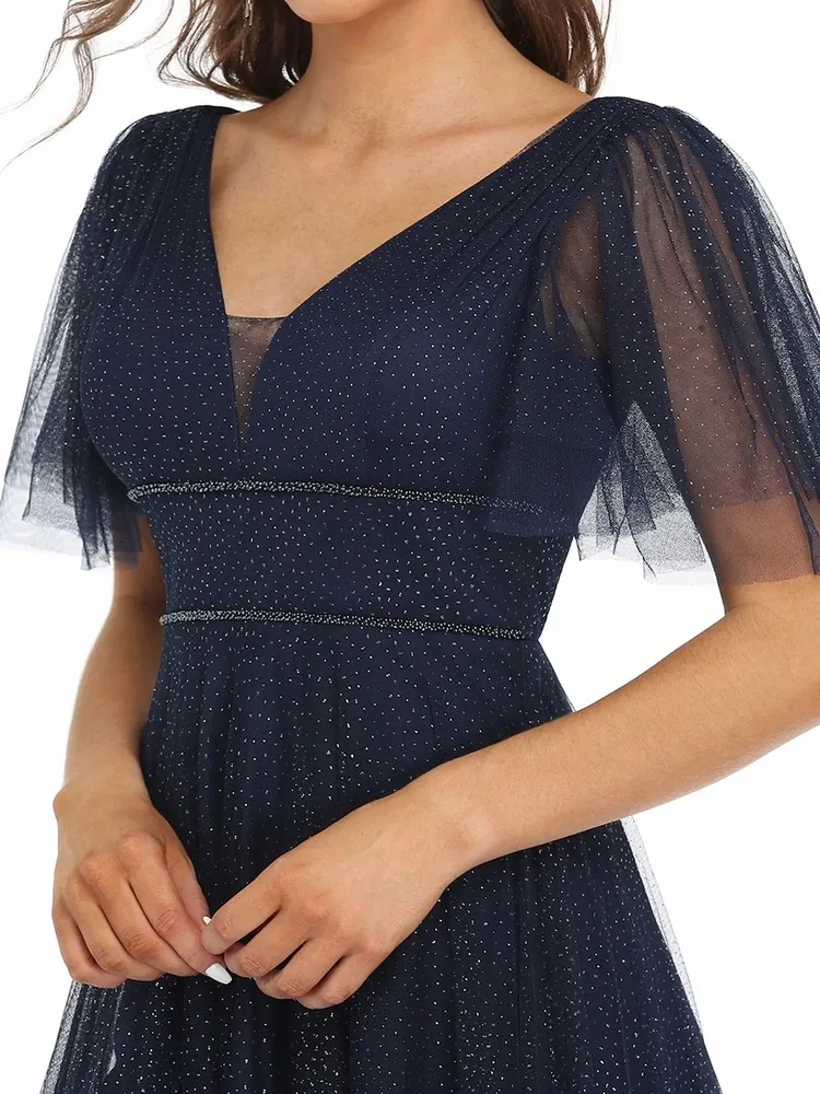 Třpytivé tmavě modré šaty “Marisela” z jemného tylu