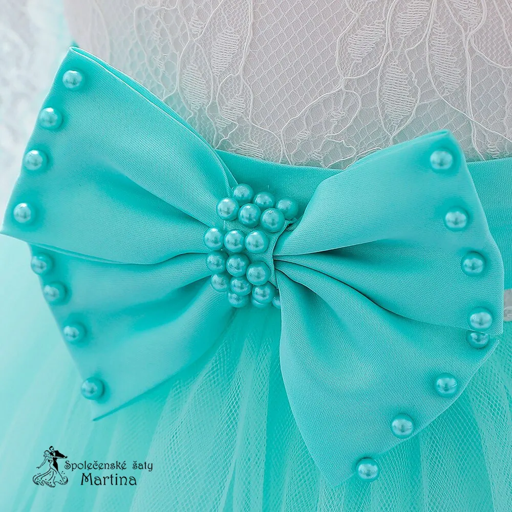 Mintové šatičky pro nejmenší s rukávem "Beátka" 0-2 roky