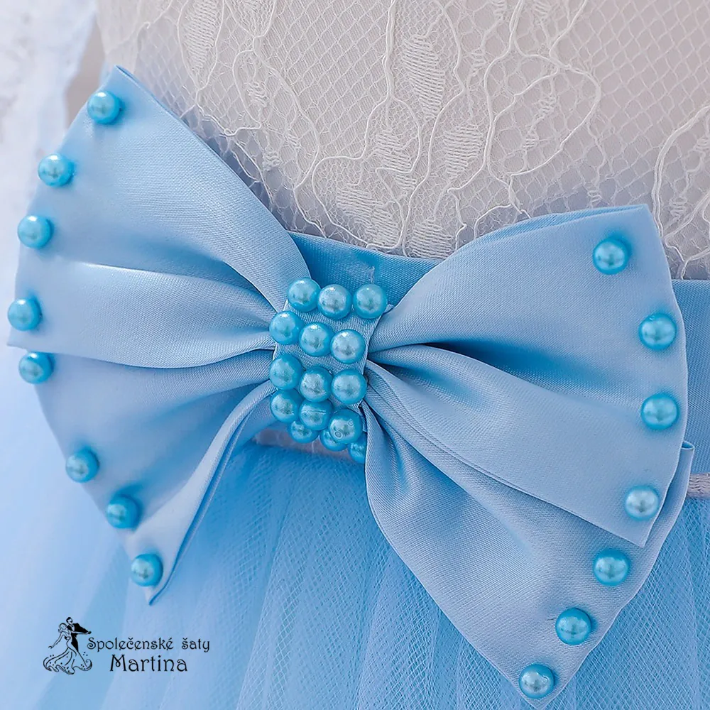 Světle modré šatičky pro nejmenší s rukávem "Beátka" 0-2 roky