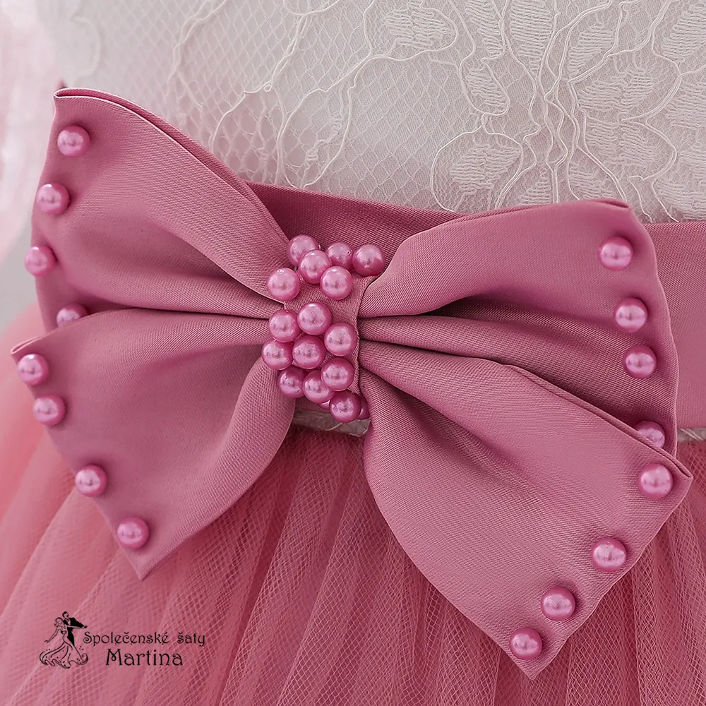 Tmavě růžové šatičky pro nejmenší s rukávem "Beátka" 0-2 roky