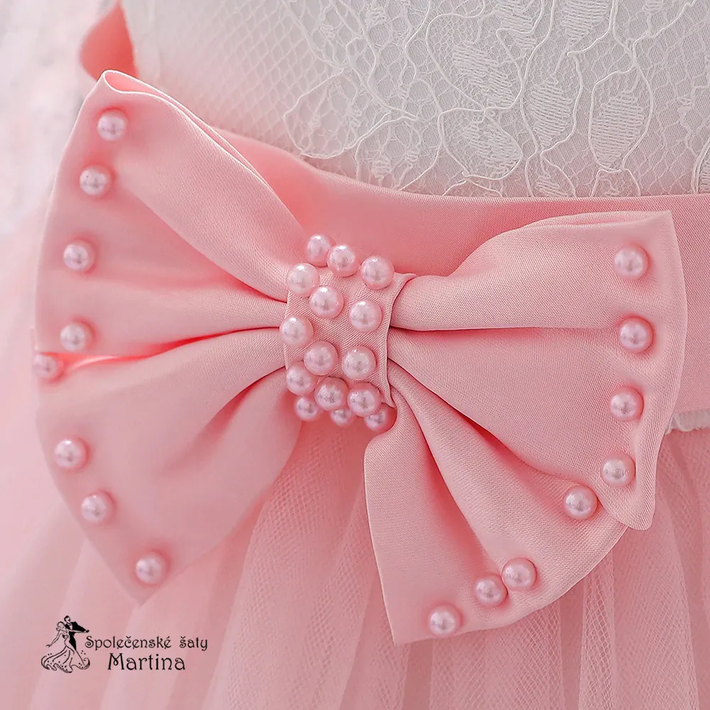 Světle růžové šatičky pro nejmenší s rukávem "Beátka" 0-2 roky