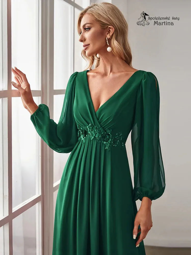 Zelené šaty "Harper" s dlouhým rukávem