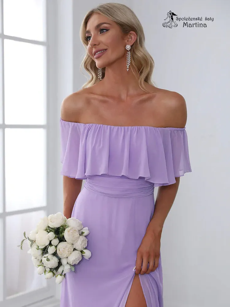 Levandulové šaty pro družičky "Alma" se spadenými rukávy