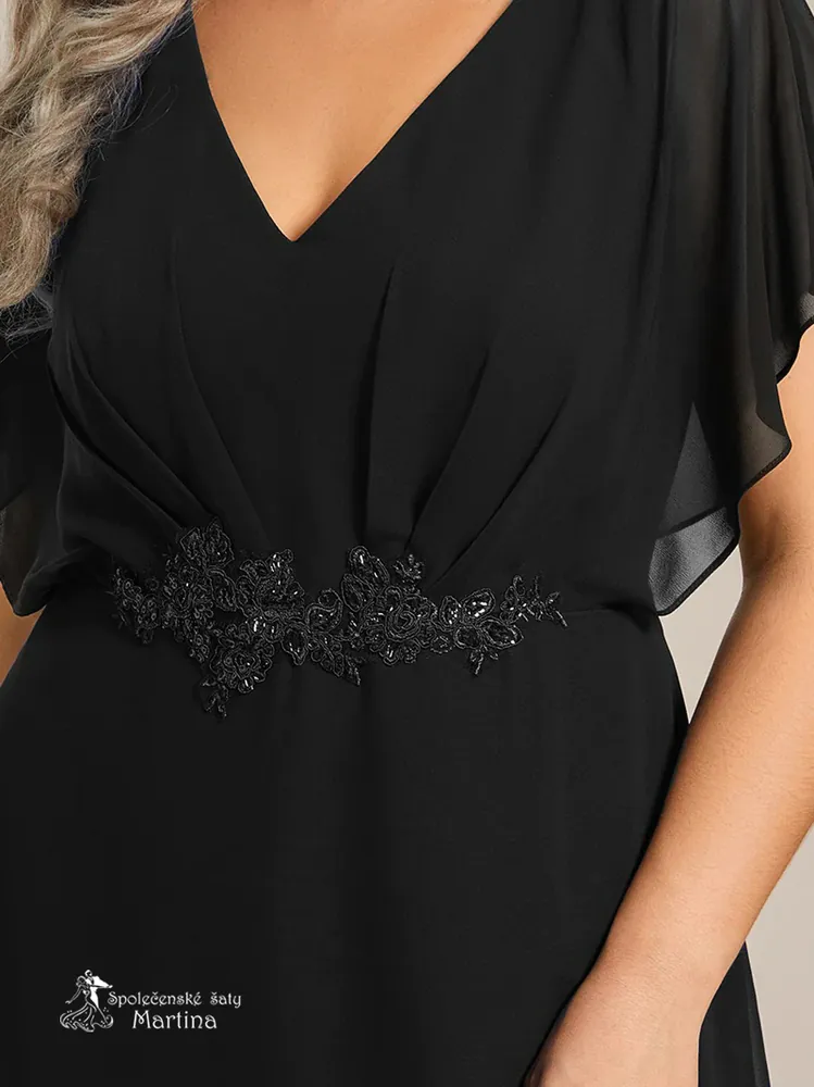 Černé asymetrické plus size šaty "Calante"
