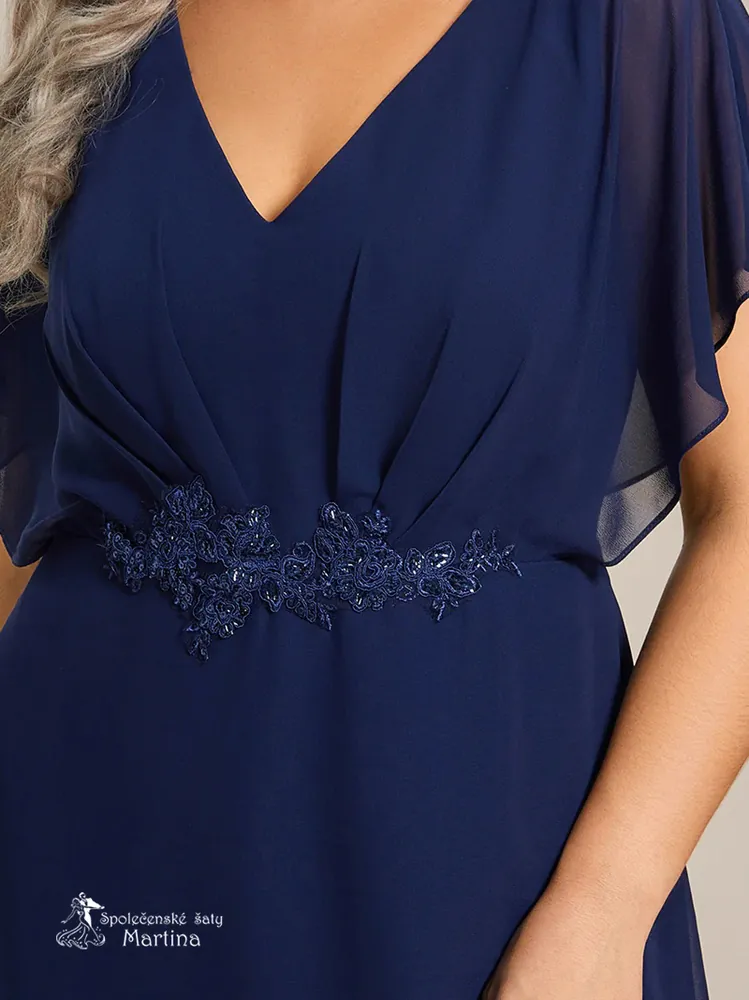 Tmavě modré asymetrické plus size šaty "Calante"