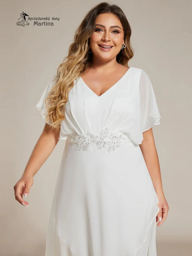 Bílé asymetrické plus size šaty "Calante"
