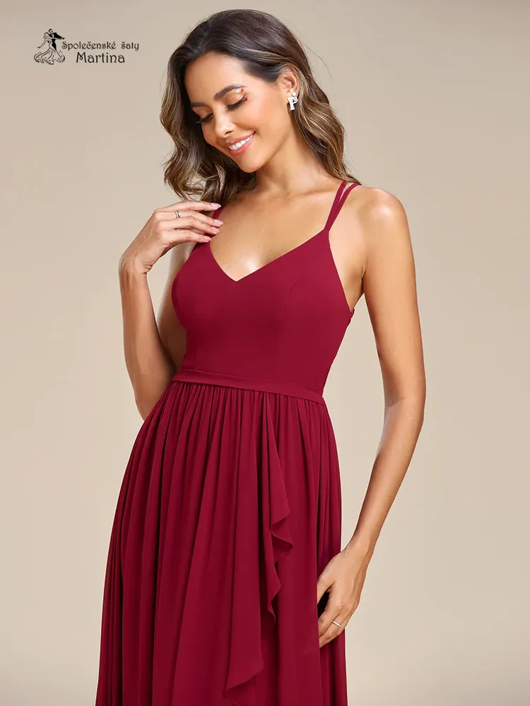 Vínové asymetrické šaty pro družičky "Heidy"