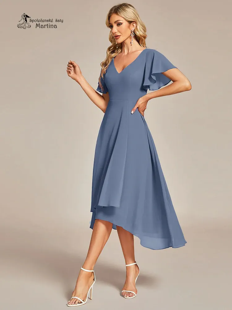 Midi staromodré asymetrické šaty s volným rukávem "Maisie"