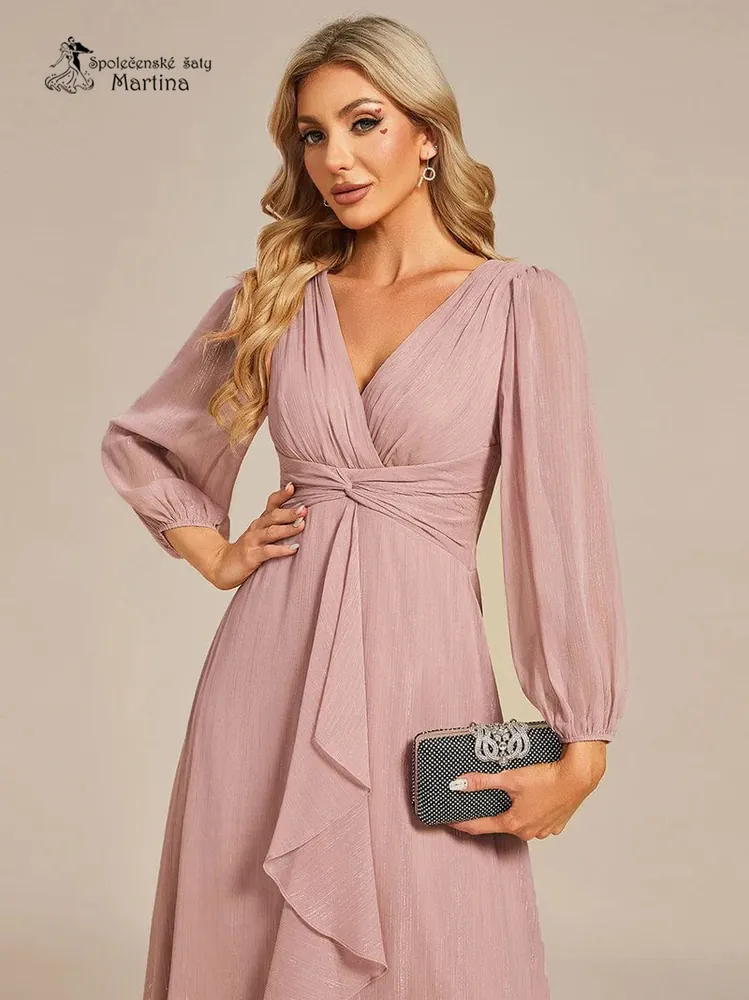 Starorůžové šaty "Katie" s dlouhým rukávem