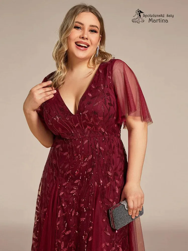 Vínové společenské šaty "Kim plus size"