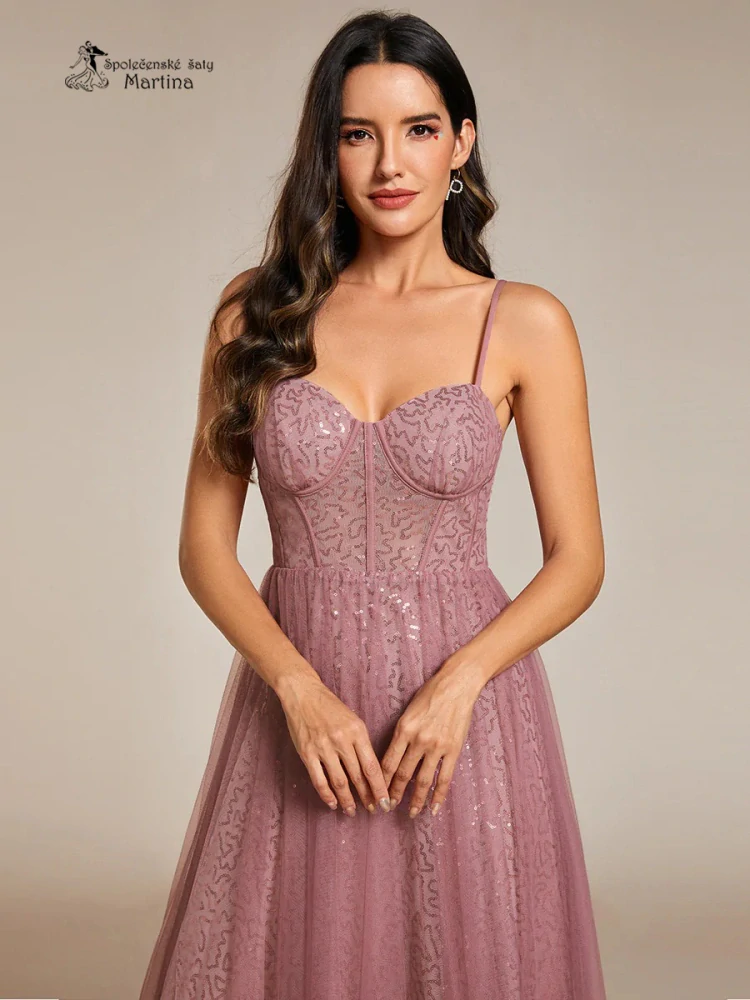 Starorůžové maturitní či plesové šaty "Peige" na tenká ramínka - vel. 38