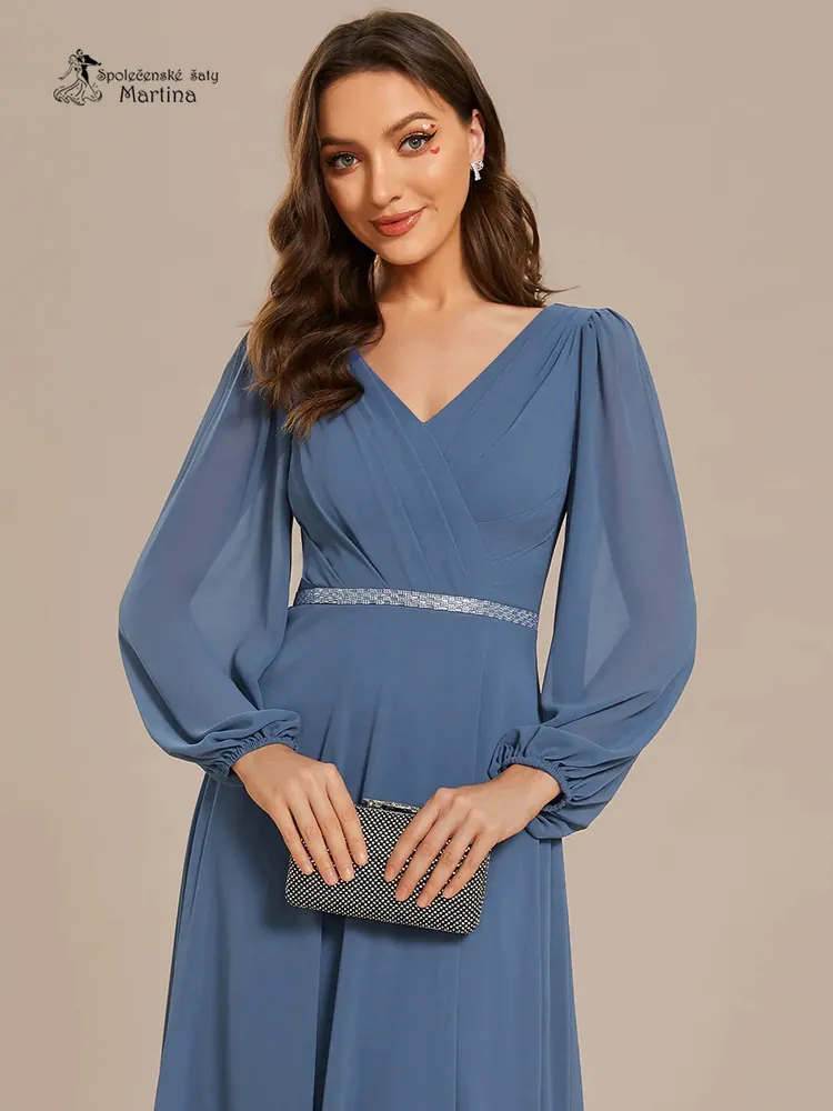 Staromodré společenské šaty s dlouhými rukávy "Kerenza"