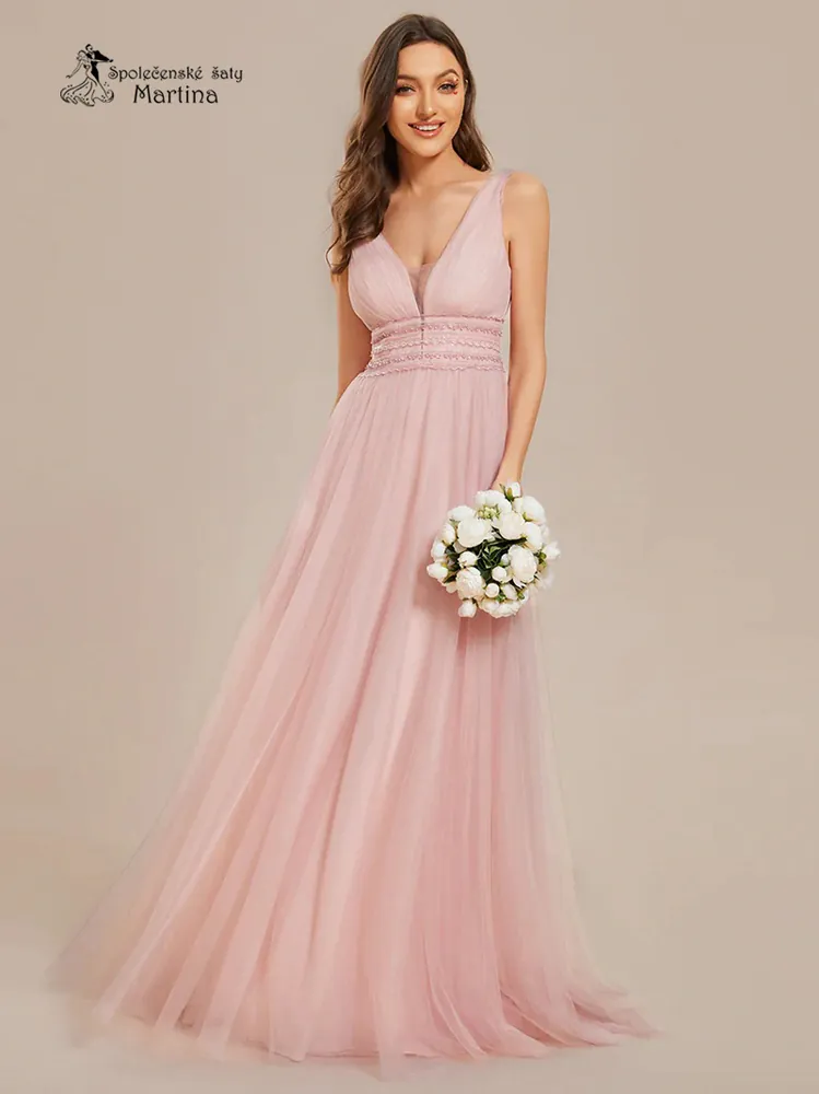 Dlouhé světle růžové společenské šaty "Casey" - vel. 44