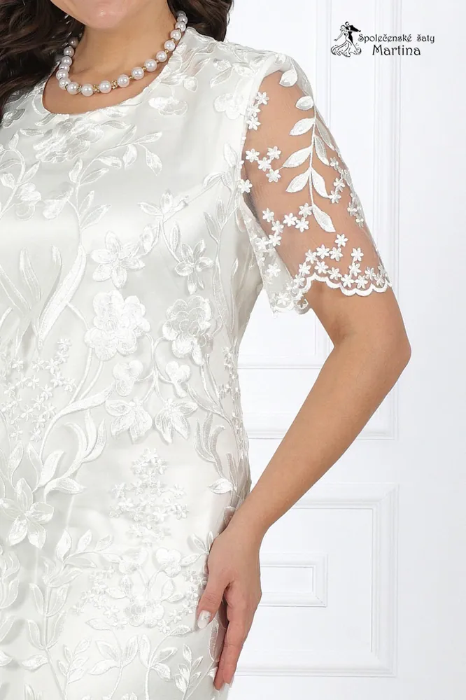 Svatební či popůlnoční pouzdrové šaty pro plnoštíhlé "Prue" 