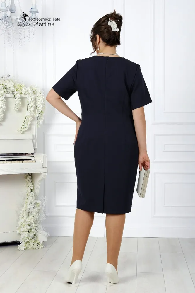 Tmavě modré pouzdrové šaty s krajkovým kardiganem "Tristy" 