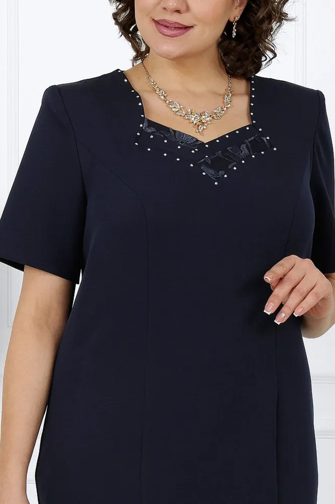 Tmavě modré pouzdrové šaty s krajkovým kardiganem "Dominique"