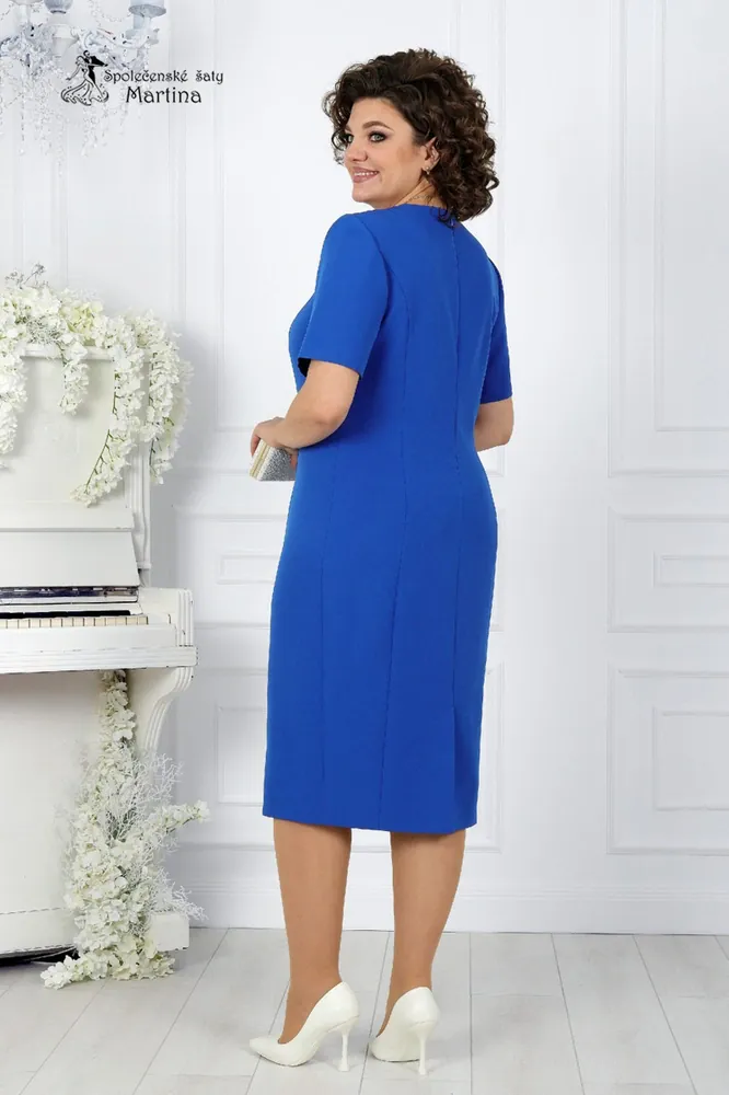 Královsky modré pouzdrové šaty s krajkovým kardiganem "Dominique" 