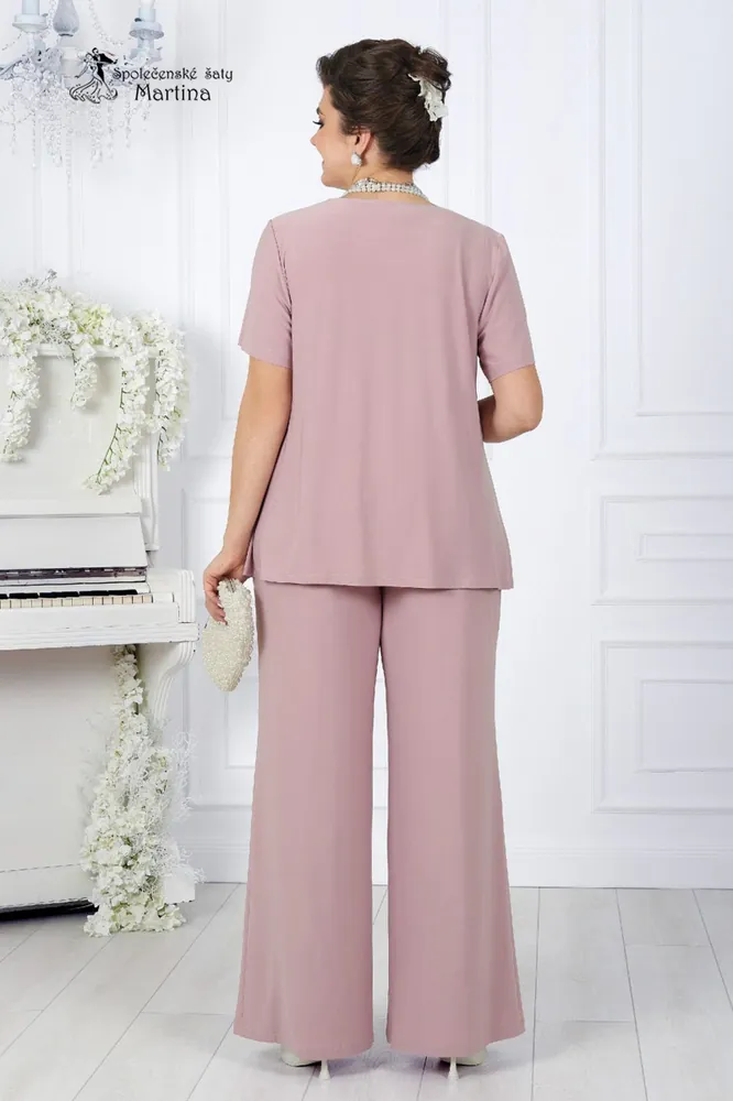 Pudrově růžový 3-dílný kalhotový set "Jewella"