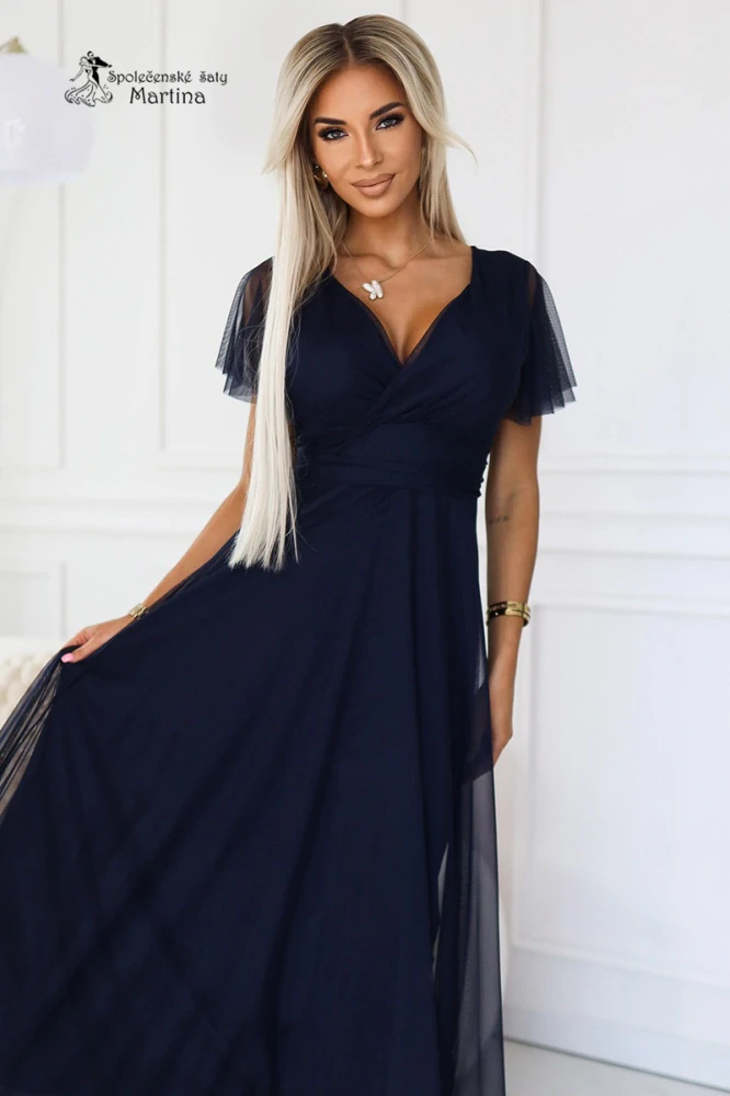 Tmavě modré jemné tylové šaty "Nastia"