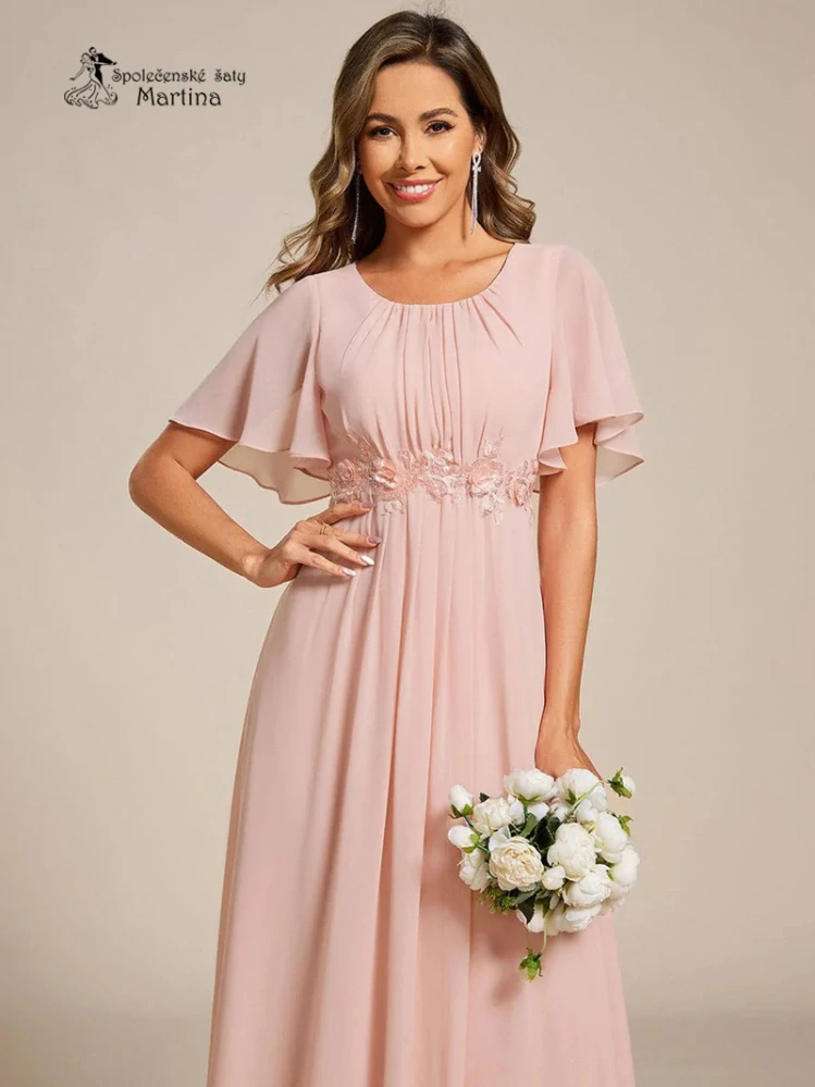 Růžové dlouhé šaty pro svatebního hosta, svědkyni, maminku svatby "Rosalinda" - vel. 44